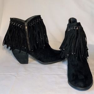 Not Rated Ayita Black Fringe Bootie 9